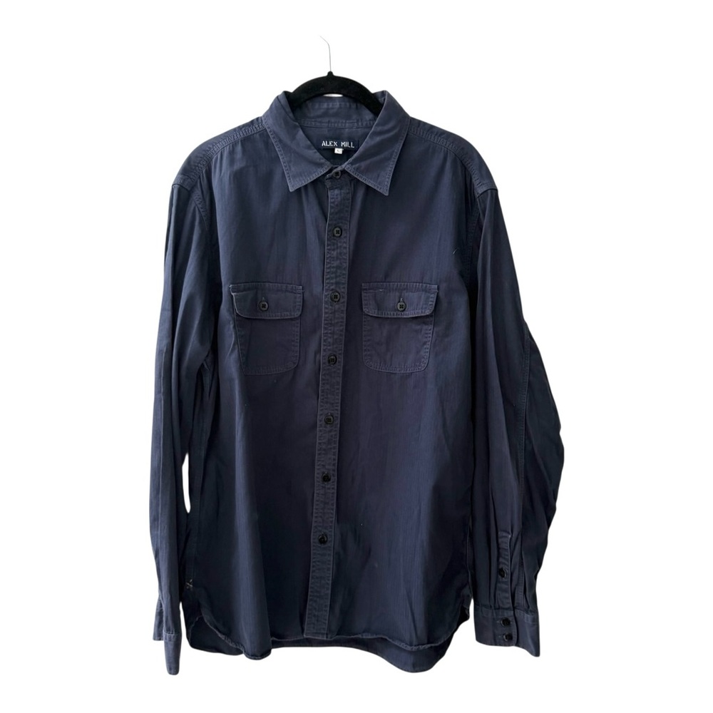 Alex Mill Highland Cotton Flannel Shirt in Navy Size XL